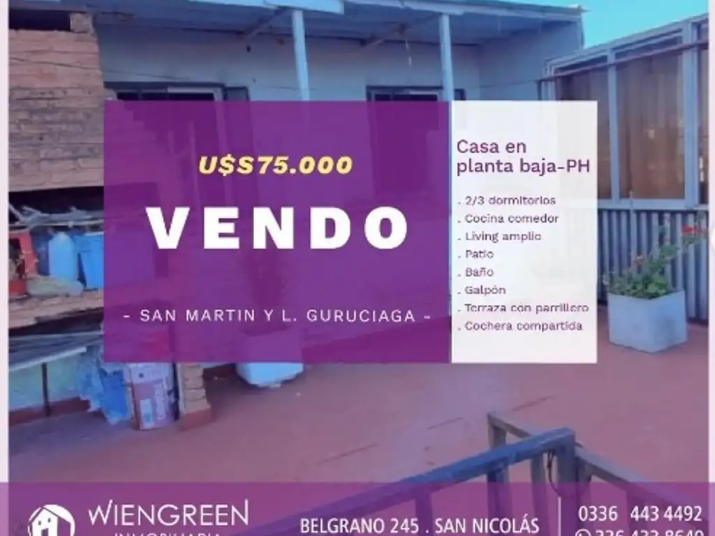 Vendo casa de 2/3 dormitorios en PH