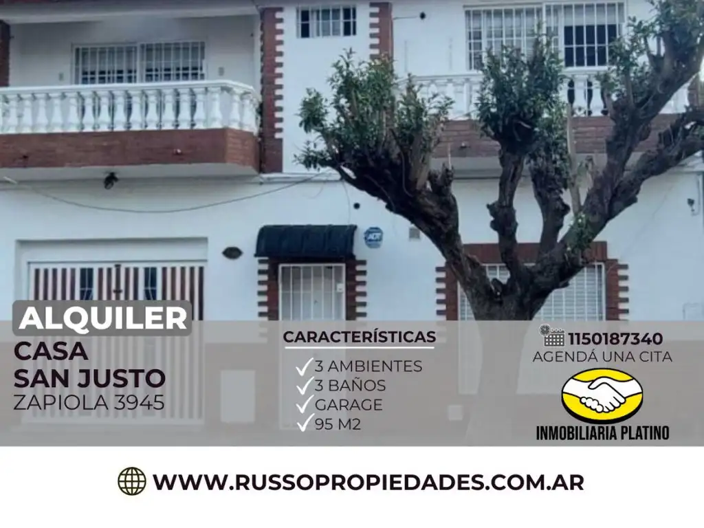 Alquiler Casa 3 Ambientes San Justo