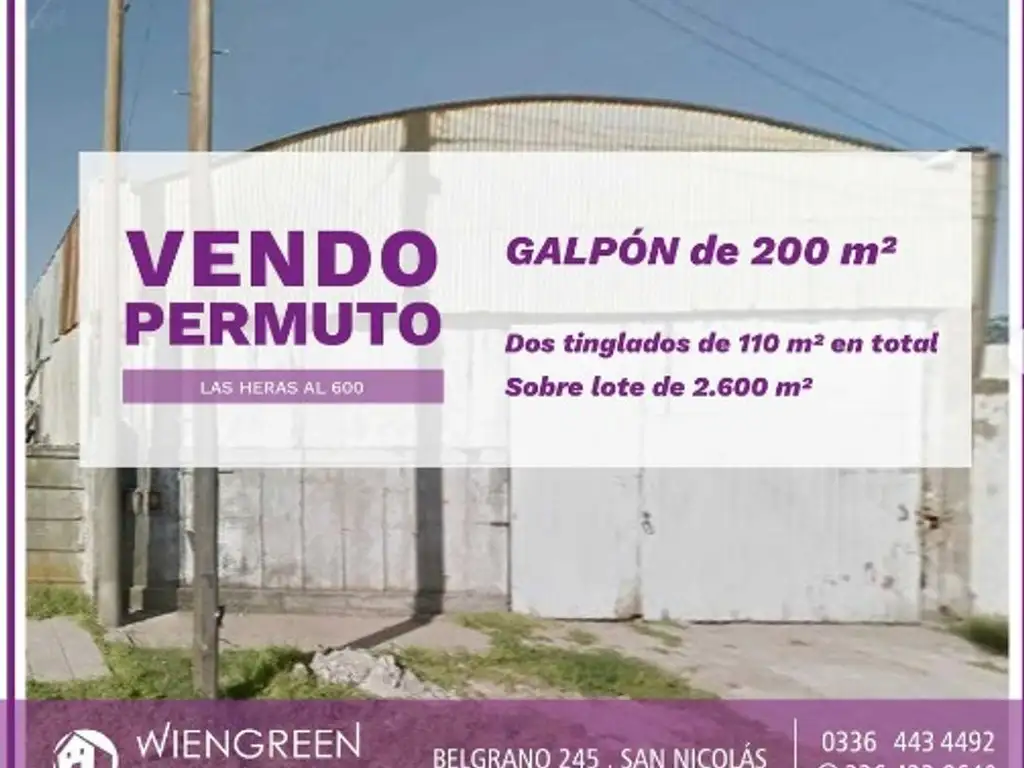 Vendo o permuto Galpon de 200m2