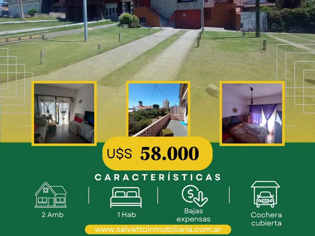 DEPARTAMENTO DE 2 AMBIENTES CON COCHERA A METROS DEL MAR