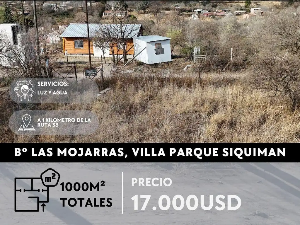 TERRENO PLANO DE 1.000M² EN B°LAS MOJARRAS - VILLA PARQUE SIQUIMAN