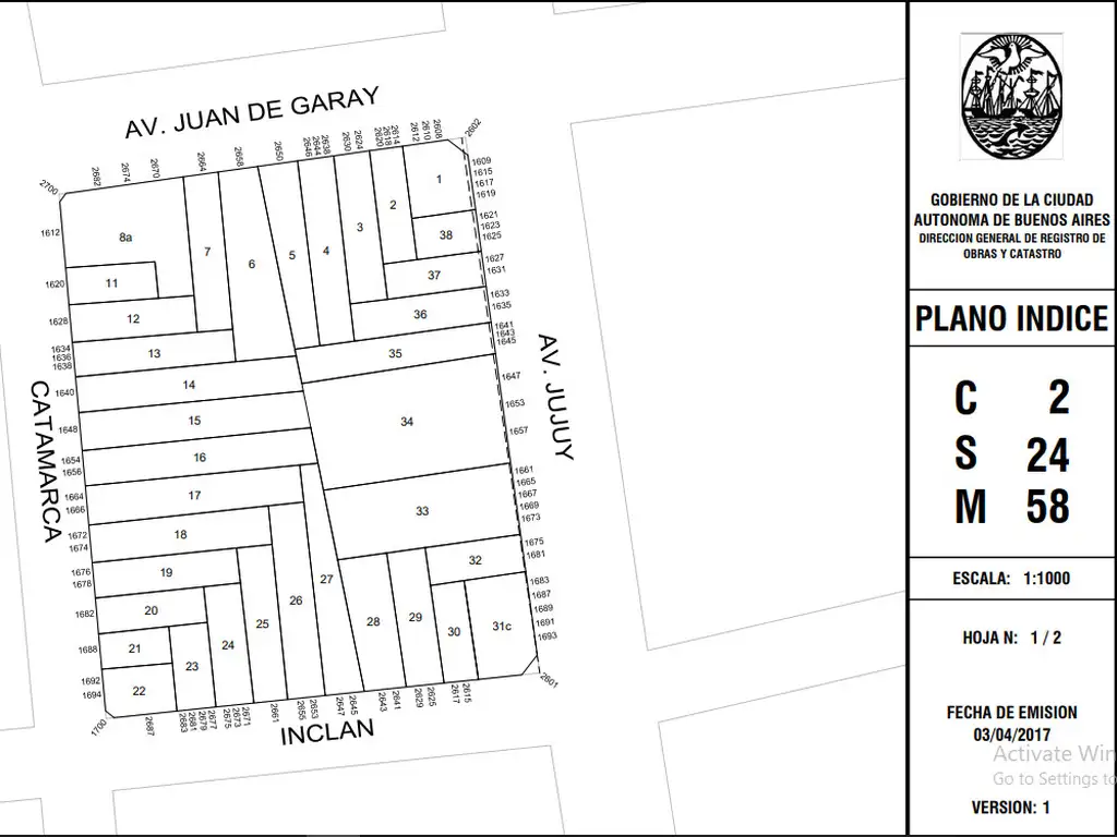 LOTE APTO EMPRENDIMIENTO A 20 METROS DE AV. JUJUY  y SUBTE H  /MEDIDAS 10,24 X 34,18