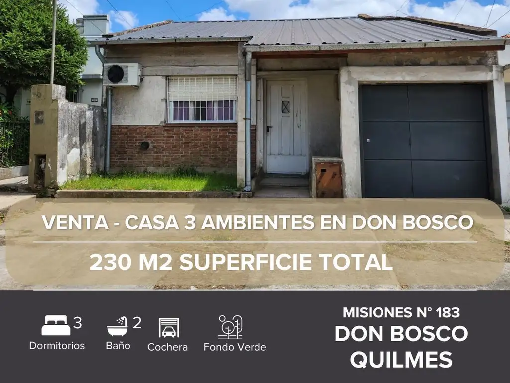 Venta de Casa 4 AMBIENTES en Don Bosco, QUILMES