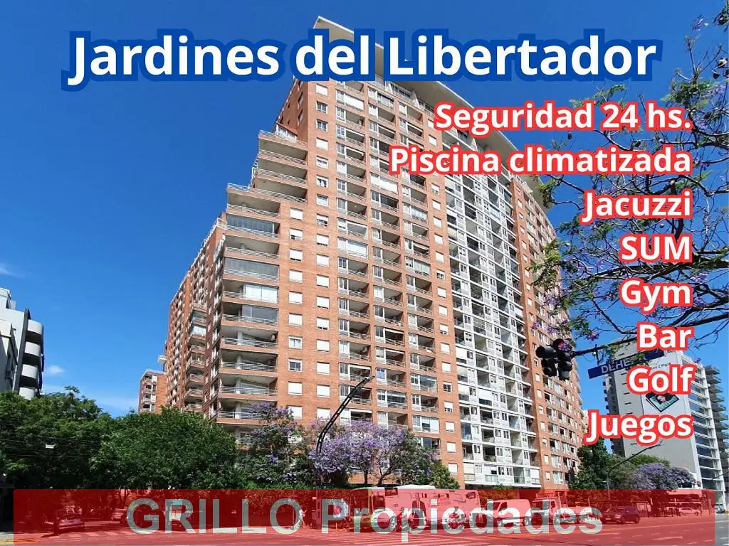 Jardines del Libertador. Departamento dos ambientes. Cochera. Full amenities. Excelente vista.