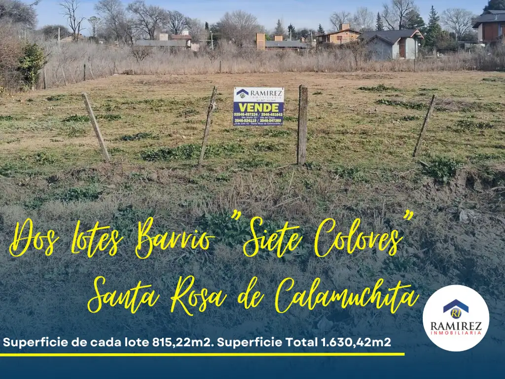 HERMOSOS LOTES EN SANTA ROSA DE CALAMUCHITA - “ BARRIO SIETE COLORES ”