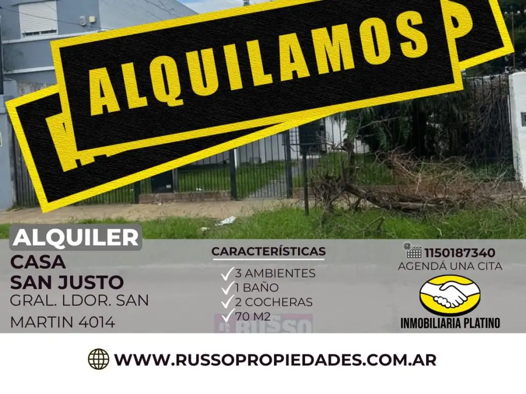 Alquiler casa San Justo 3 ambientes