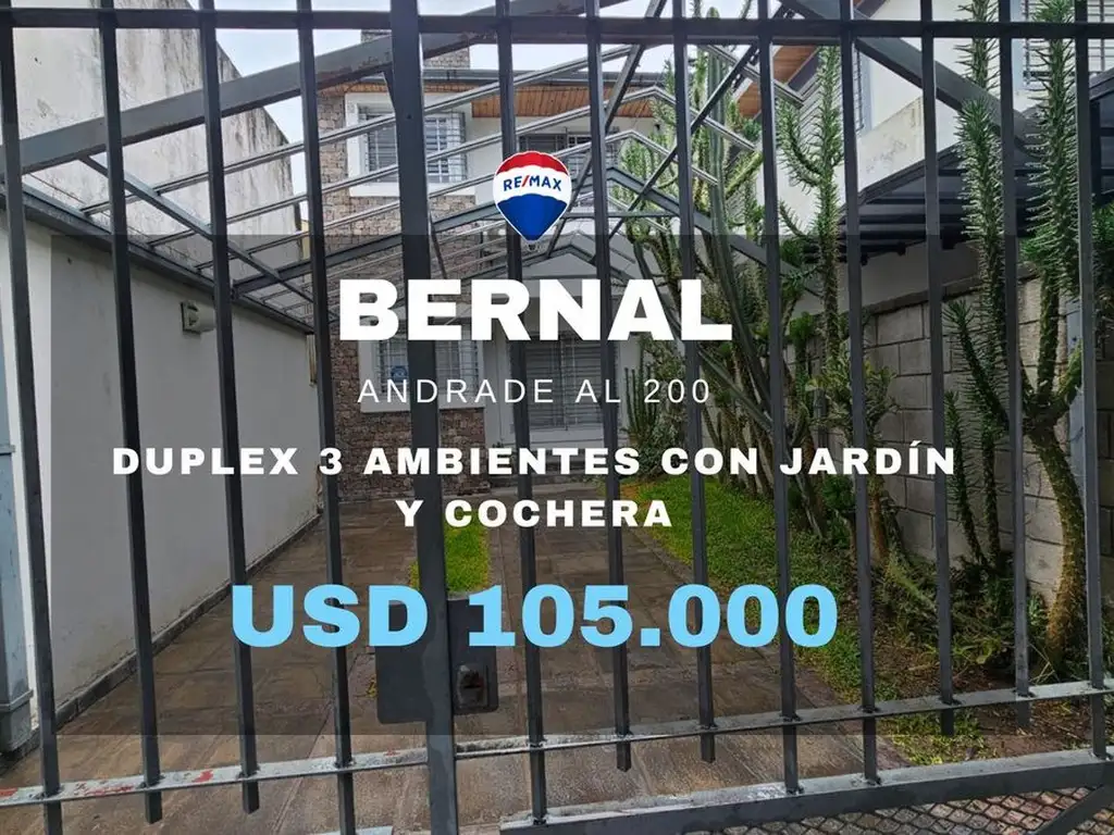 VENTA DÚPLEX 3 AMB CON JARDÍN Y COCHERA BERNAL