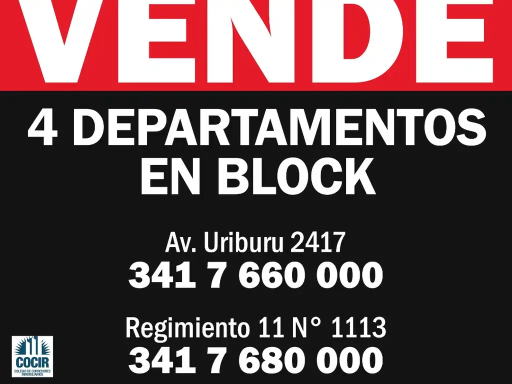 VENTA 4 DEPTOS EN BLOCK CAFFERATA 458