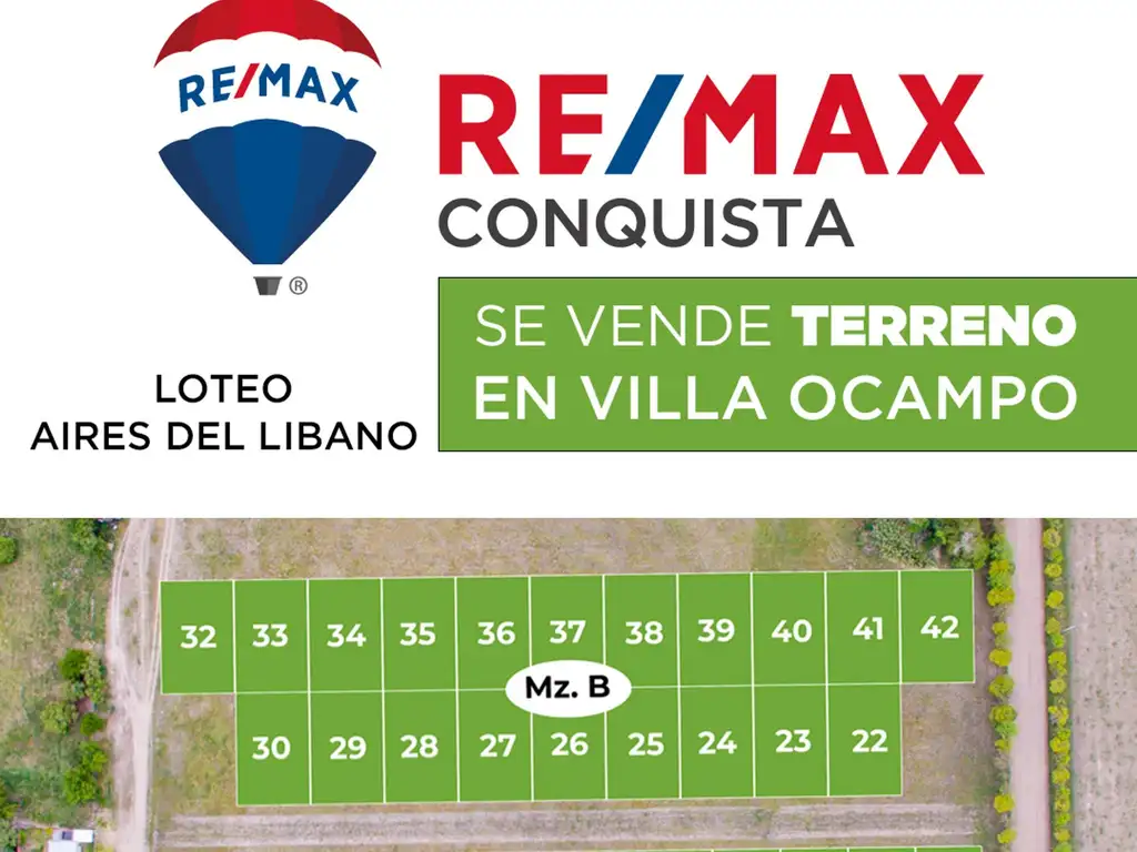 Terrenos en venta en Villa Ocampo Aires del Libano