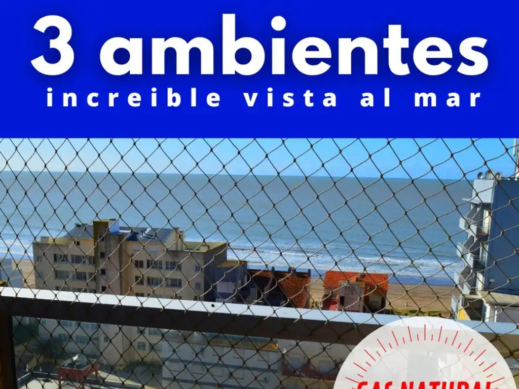 3 Ambientes, Vista Al Mar Directa, gas natural, balcón