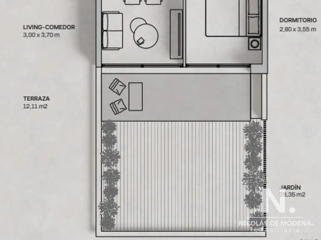 En venta apartamento de 1 dormitorio, con terraza en Punta del Este.