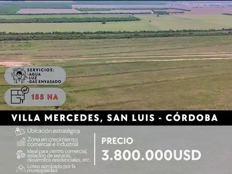 SE VENDE POTENCIALES 155 HAS SOBRE RUTA EX RURAL N°7- VILLA MERCEDES, SAN LUIS