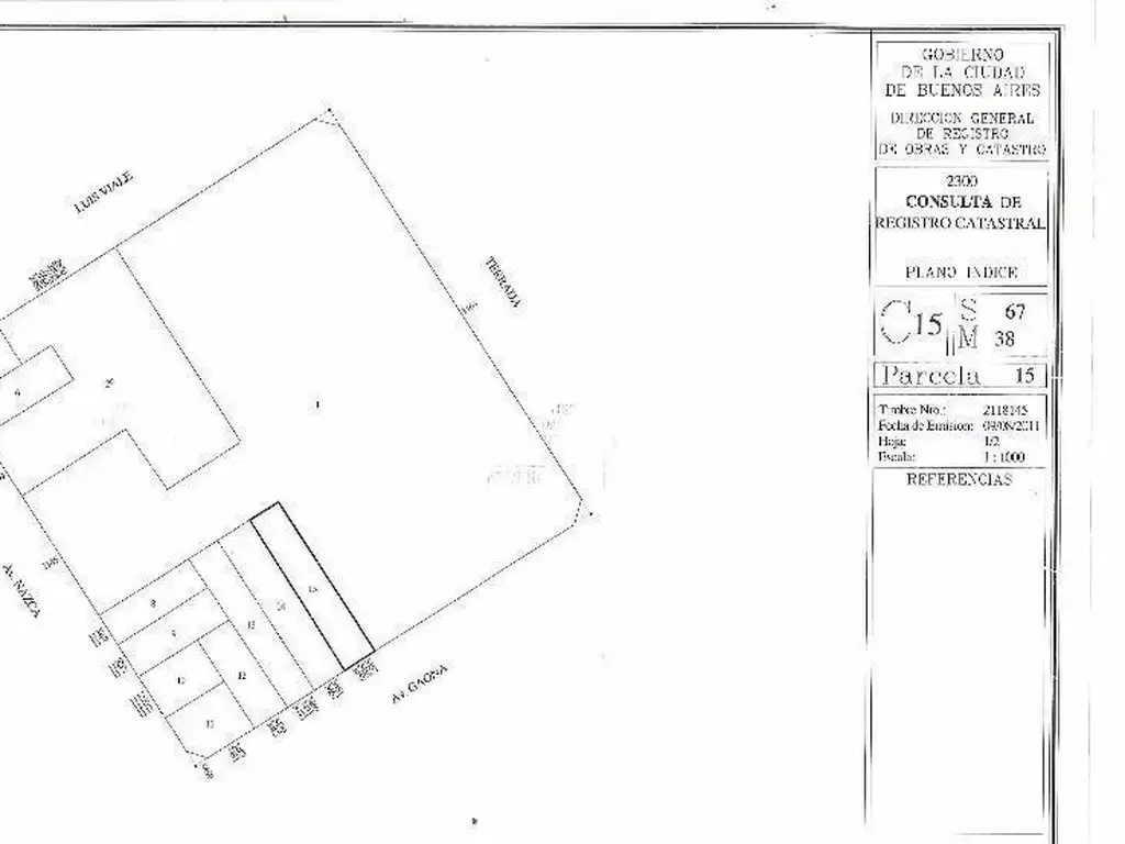 LOTE  S/  AV GAONA  AL 3400 .  Para  2.250 m2 VENDIBLES