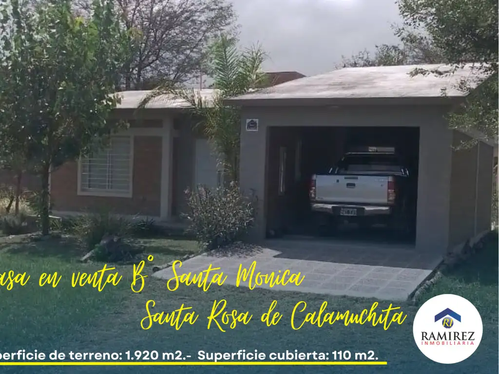 En venta casa en barrio “Santa Monica” de Santa Rosa de Calamuchita.