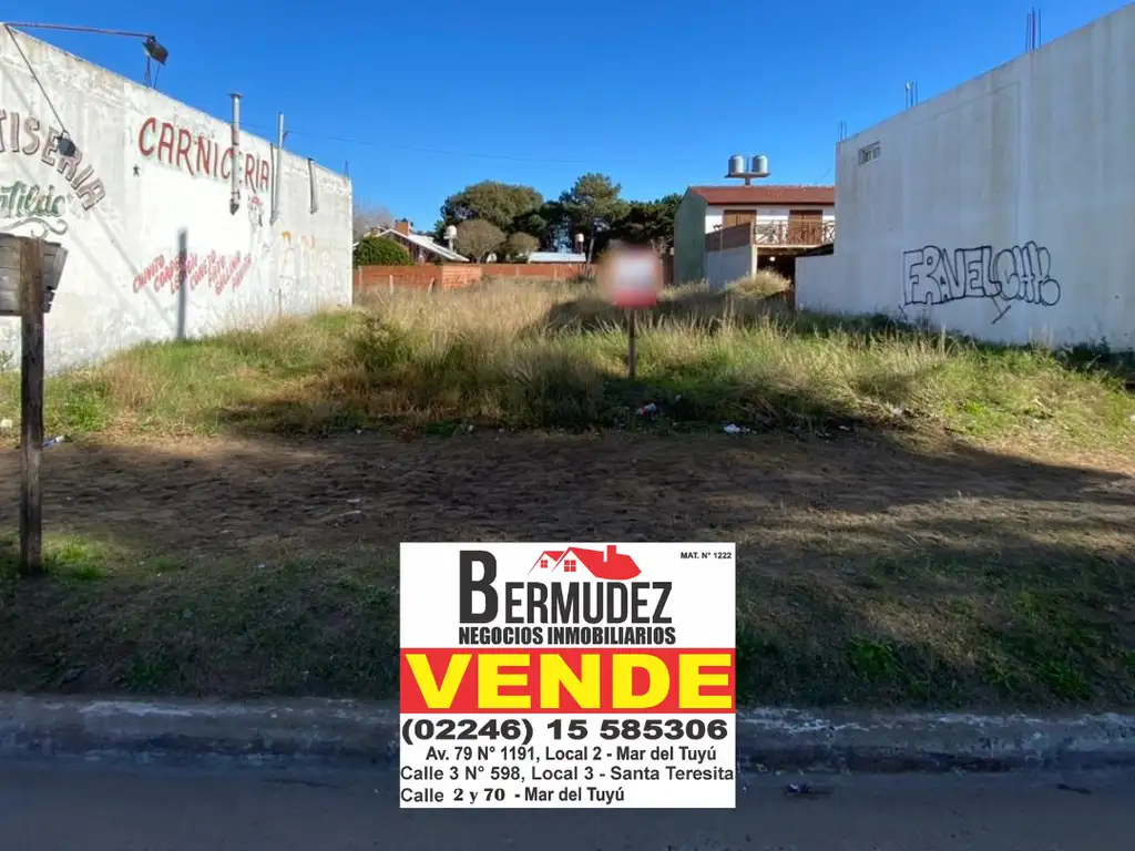 Lote venta Mar del tuyu calle 2 entre 87 y 88