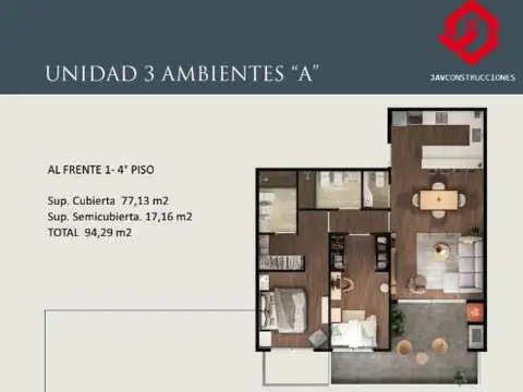 Departamento en Venta de 3 ambientes