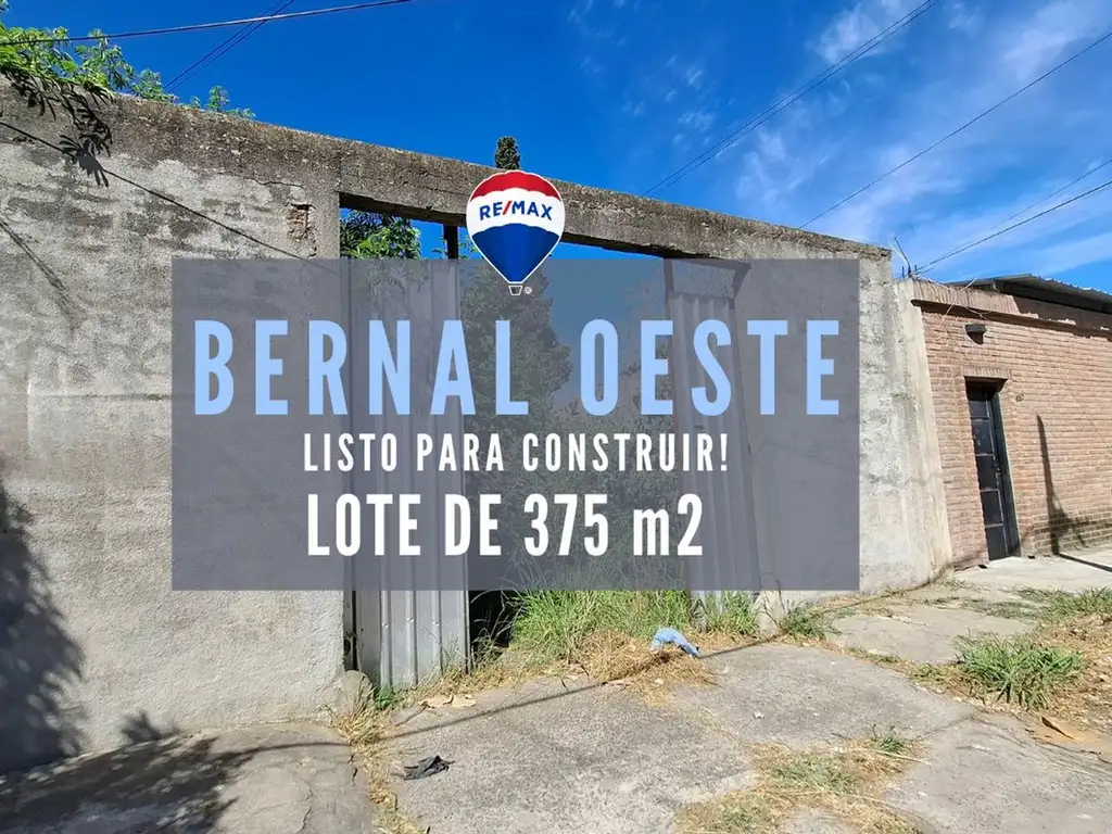 LOTE EN VENTA BERNAL OESTE