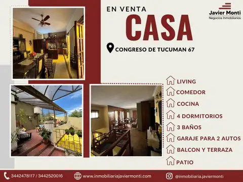 CASA EN VENTA - Congreso de Tucuman