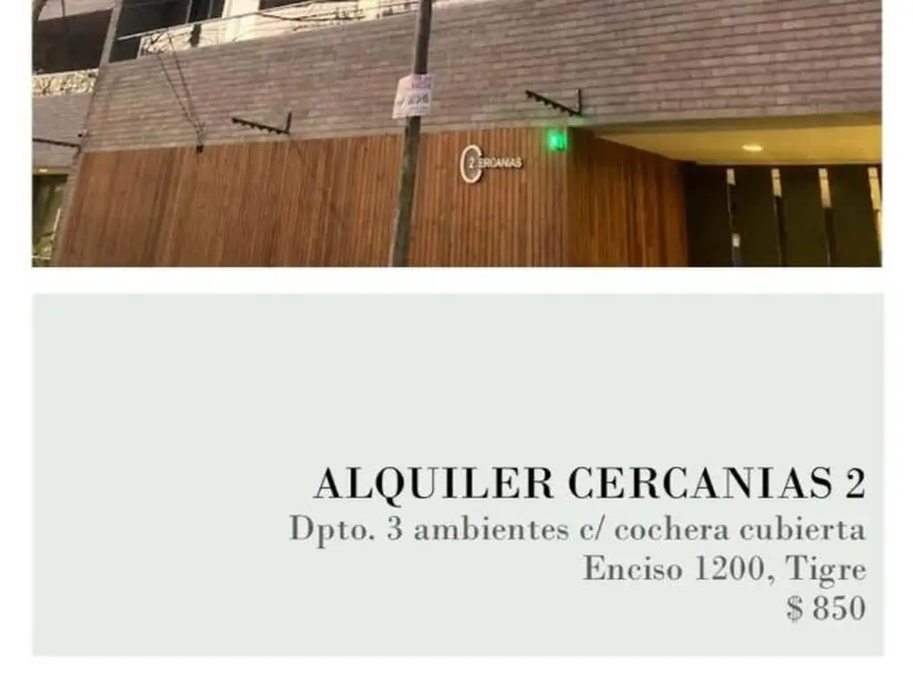 Departamento 3 Amb en Alquiler Tigre