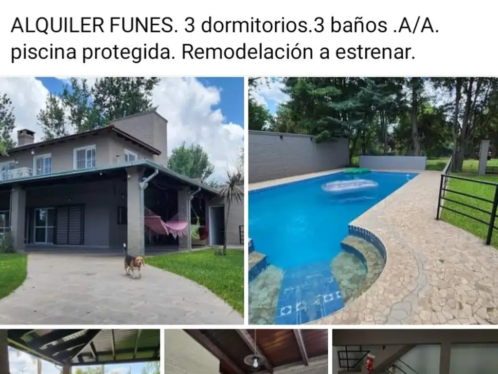 Casa 3 dorm. 3 baños, interior a estrenar. piscina protegida, equipadisima