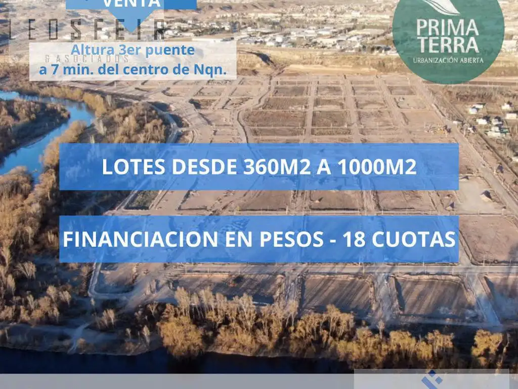 VENTA LOTES CENTENARIO/NEUQUEN FINANCIACION EN PESOS-PRIMA TERRA