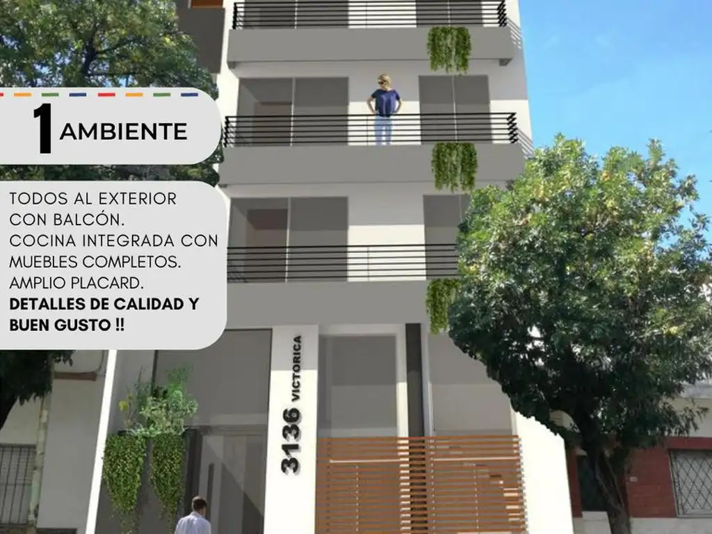 Departamento 2 ambientes al frente con balcón- Parque Chas- Venta