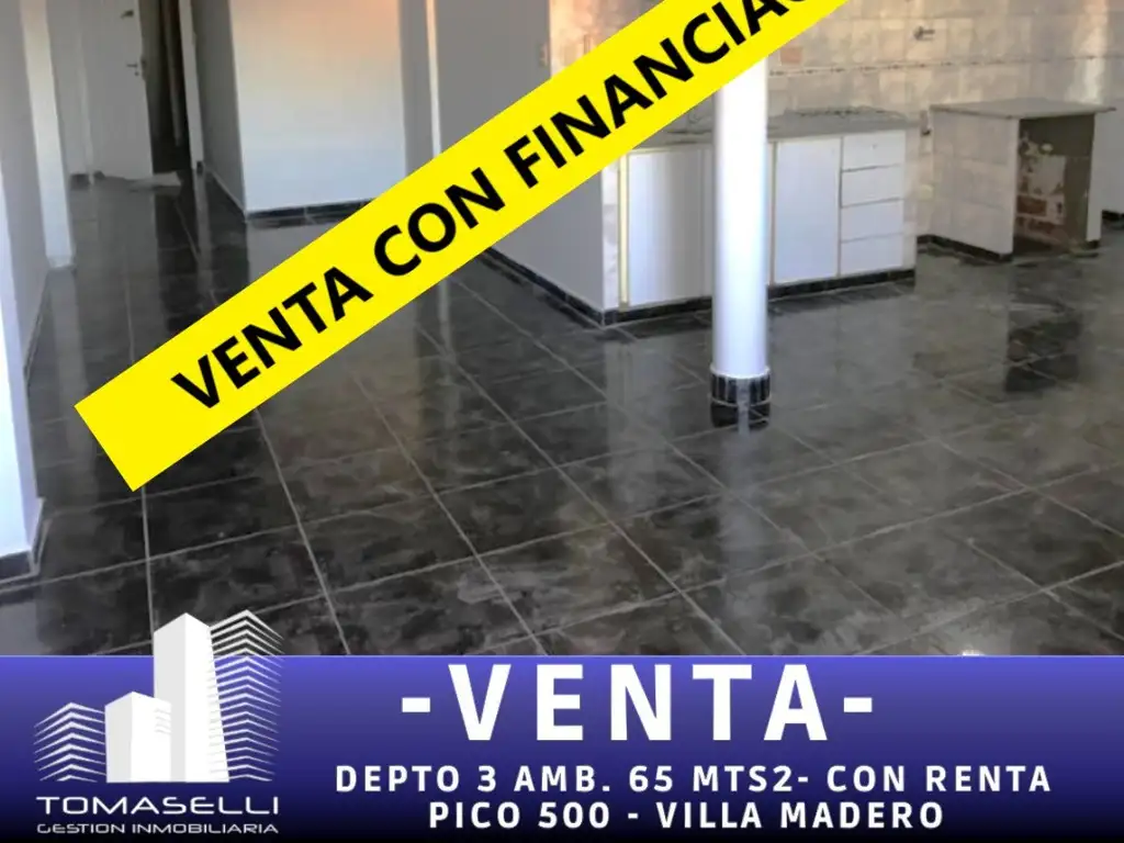 VENTA - CON FINANCIACION - DEPARTAMENTO 3 AMBIENTES - VILLA MADERO