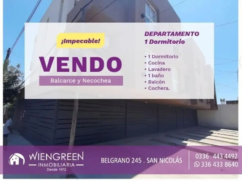 Vendo impecable departamento de 1 dormitorio