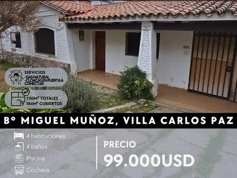 VENTA CASA   DPTO A REMODELAR EN 750M² DE TERRENO B° MIGUEL MUÑOZ, CARLOS PAZ