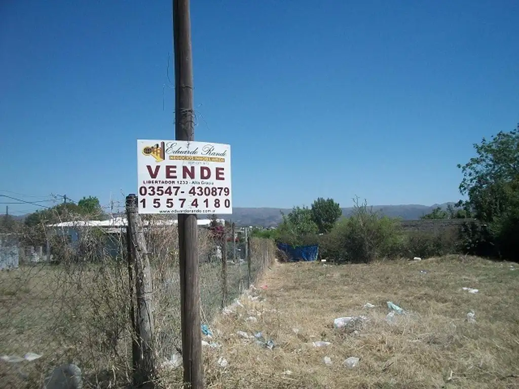 Lote de terreno en Alta Gracia