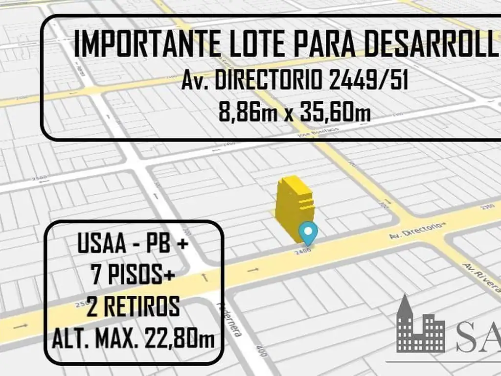 OPORTUNIDAD! Lote sobre Av. Directorio- TOMA METROS!