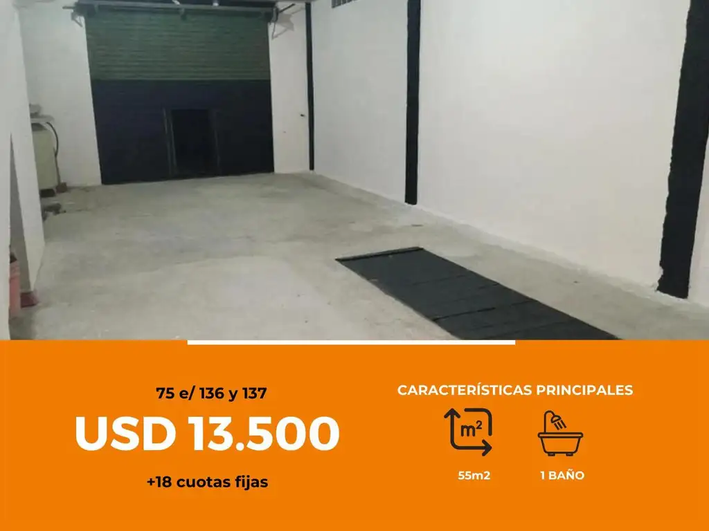 Depósito en venta 55 mts 2 cubiertos - La Plata [FINANCIADO]