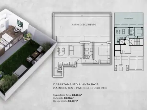 Departamento en Venta de 1 dormitorio