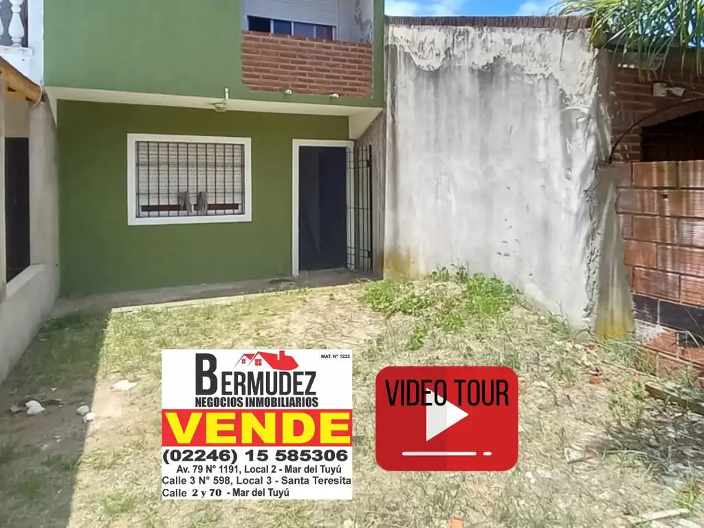 Venta dúplex  3 ambientes en Mar  del Tuyú calle 7 entre 63 y 64 fondo uf 4