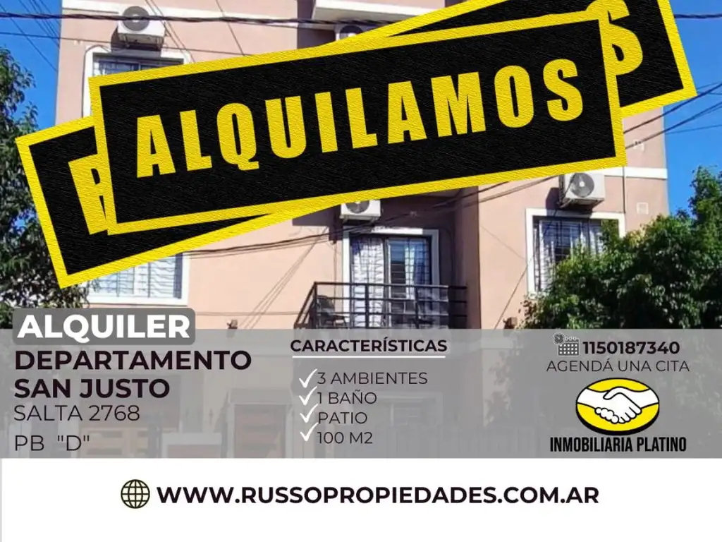 Alquiler Departamento 3 Ambientes San Justo