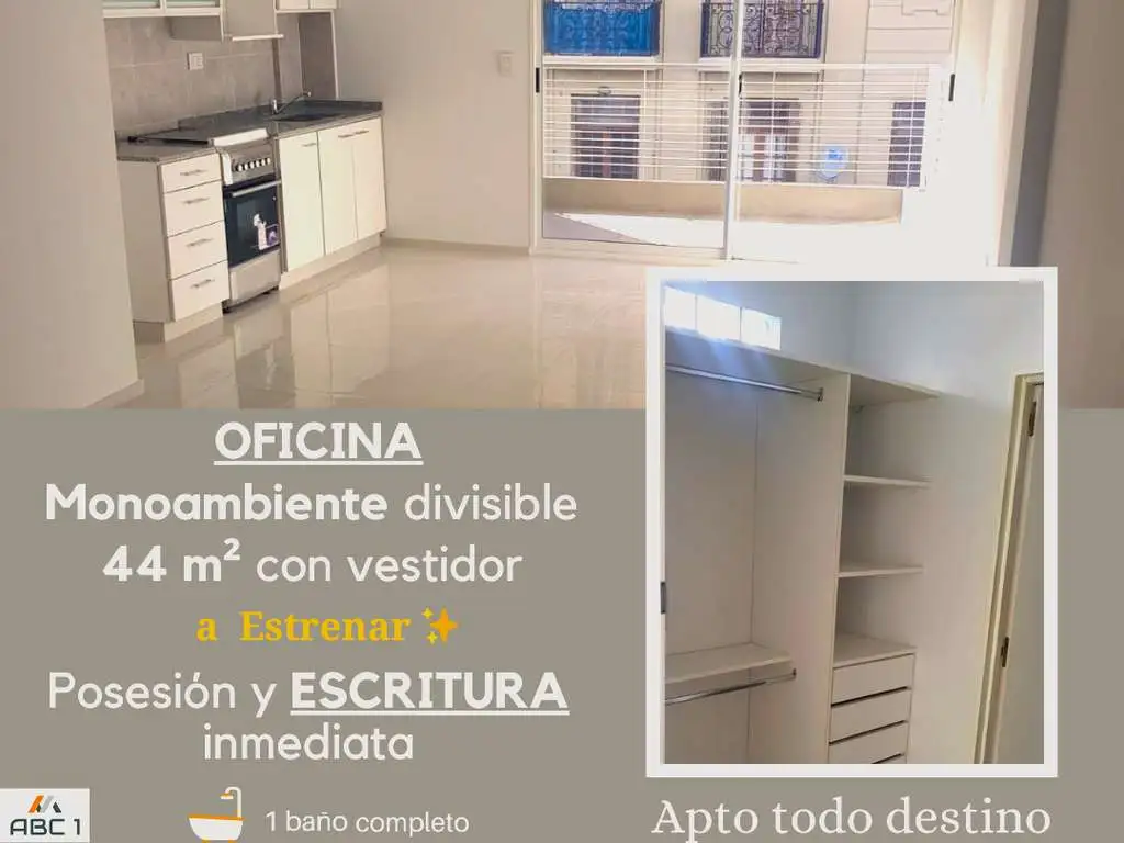 ZONA FACULTADES. Monoamb div 40 y 44 m² con Coch. FINANCIACIÓN hasta 40% en $. IDEAL ALQ TEMPORARIO!