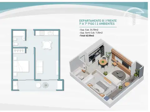 Departamento en Venta en Barrio Parque San Martin, USD 106.000