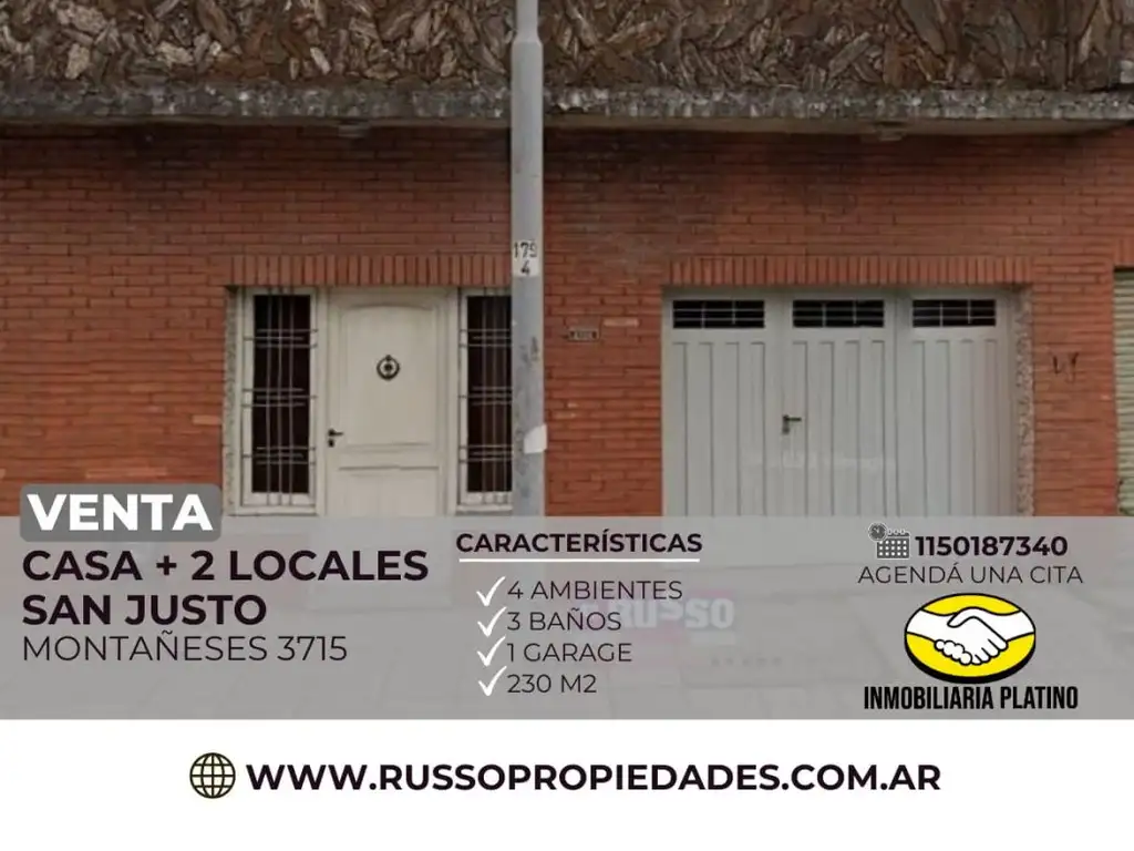 Venta casa con 2 locales San Justo