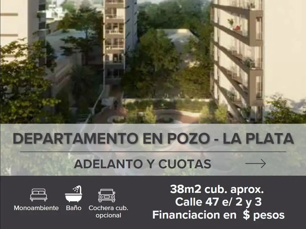 Venta Departamento en pozo MONOAMBIENTES en La Plata