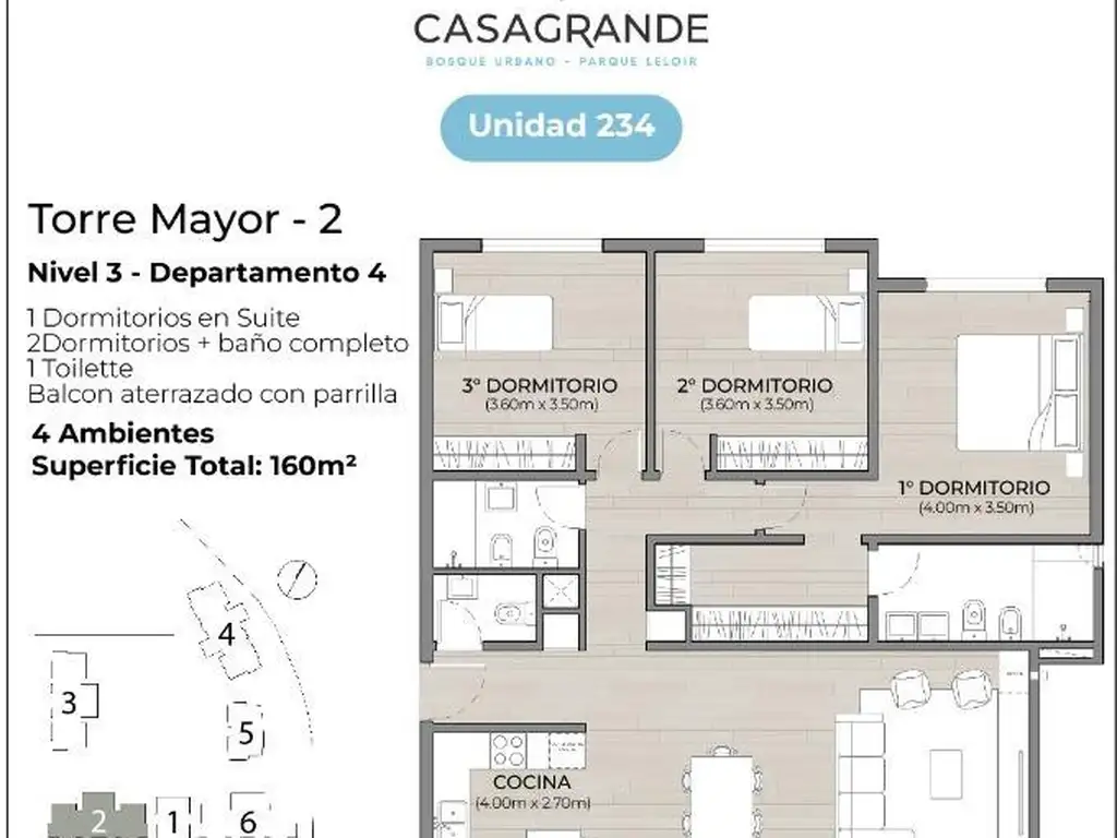 SEMIPISO EN VENTA :: CASAGRANDE-Bosque Urbano  EN POZO