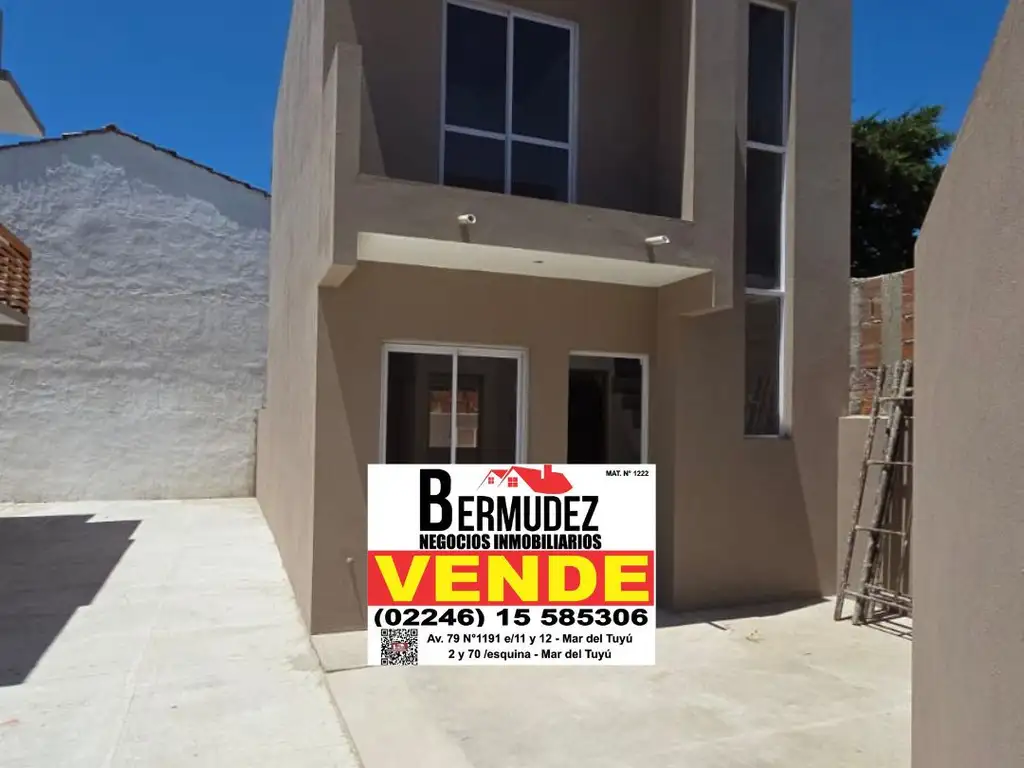 VENTA DÚPLEX DE 4 AMBIENTES A ESTRENAR EN MAR DEL TUYU CALLE 2 ENTRE 89 Y 90