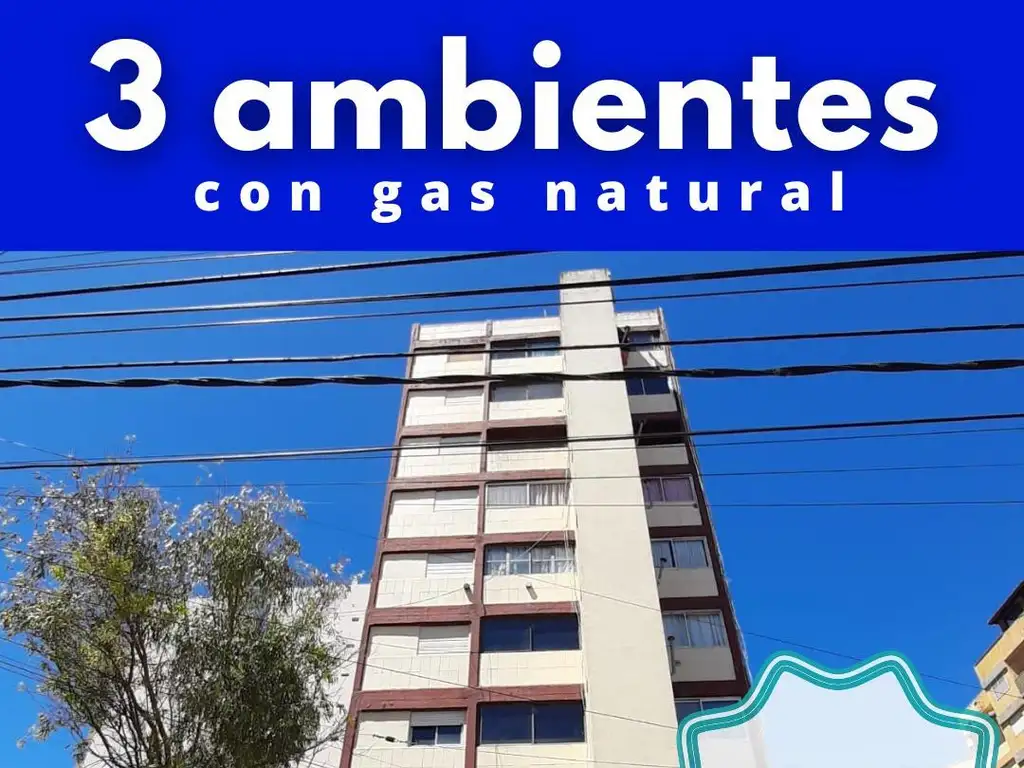 3 amb. Todo nuevo, con gas natural, balcon al frente