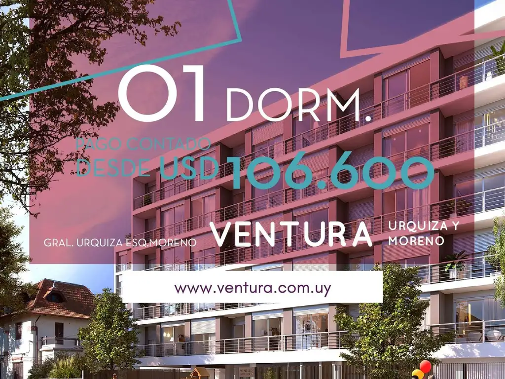 (VEN-VEN-214) Venta de Apartamento 1 DORMITORIO - Ventura Urquiza y Moreno