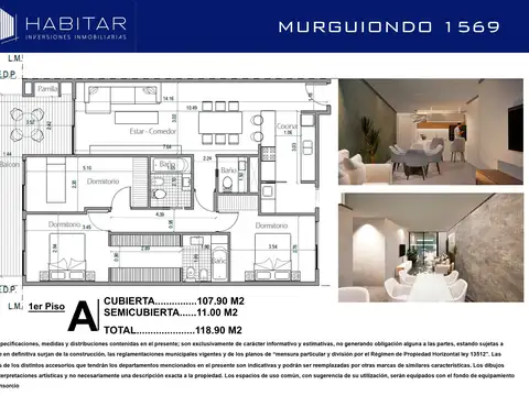Departamento en Venta de 3 dormitorios