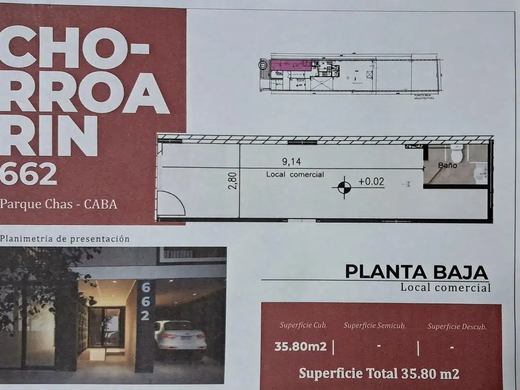 VENTA LOCAL 35.80 M2  Chorroarin 662 PARQUE.CHAS