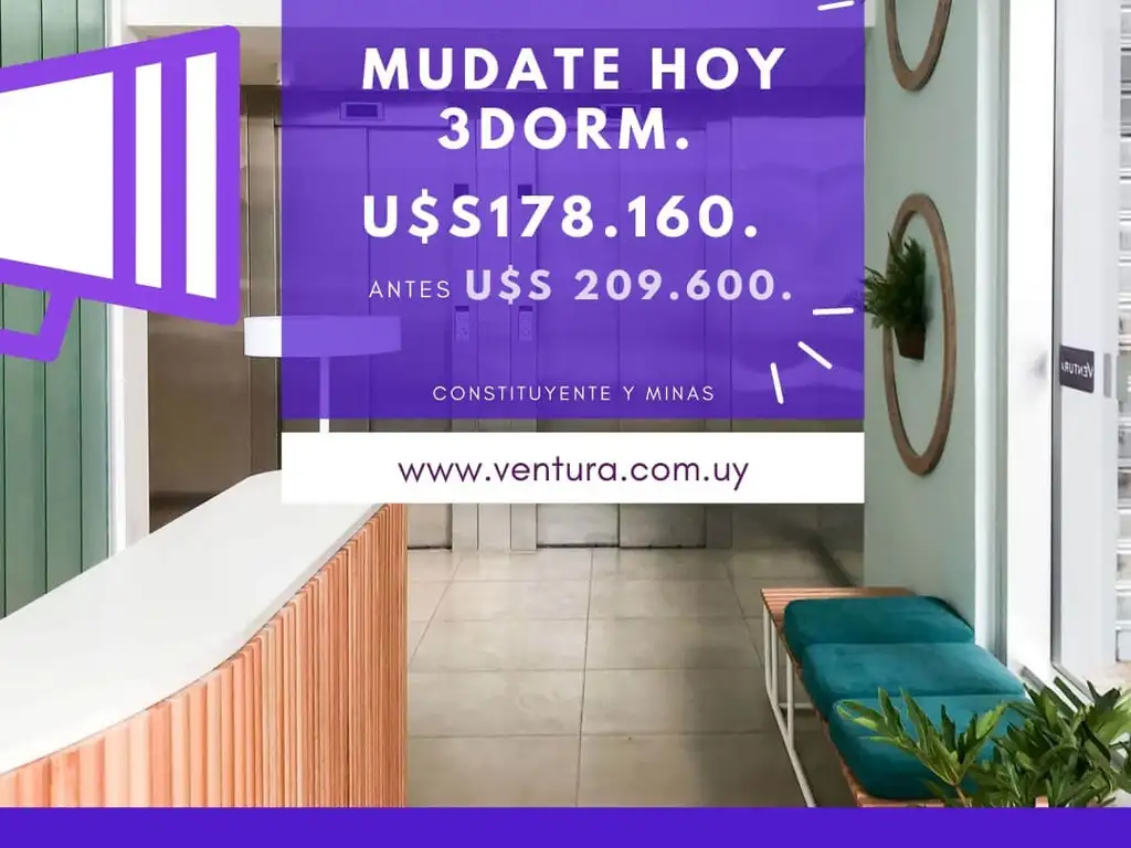 (VEN-VEN-38) Venta Apartamento 3 dormitorios - Con Renta - Inversión