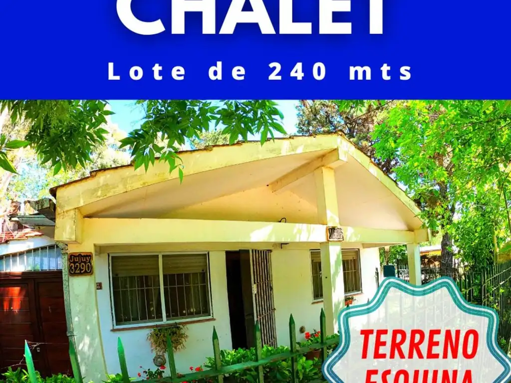 Chalet en lote de 240 mts, esquina, gas natural