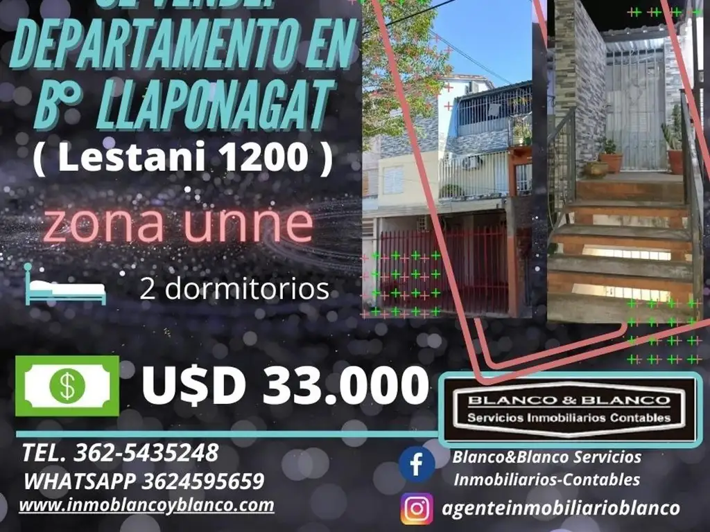 SE VENDE: B° LLAPONAGAT Dpto. de 2 dormitorios zona UNNE