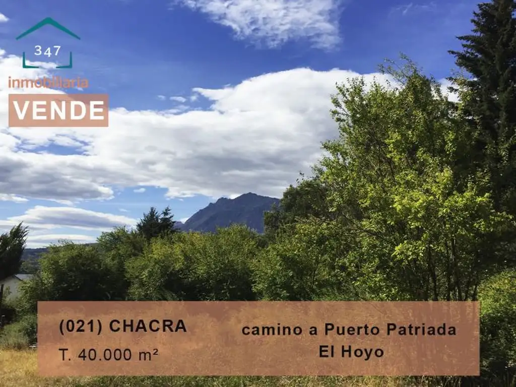 (021) Oportunidad  Se Vende Preciosa Chacra De 4 Has En El Hoyo, Chubut