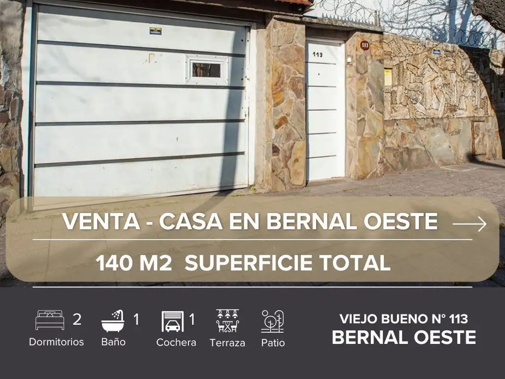 Venta de Casa 3 AMBIENTES en Bernal Oeste, QUILMES